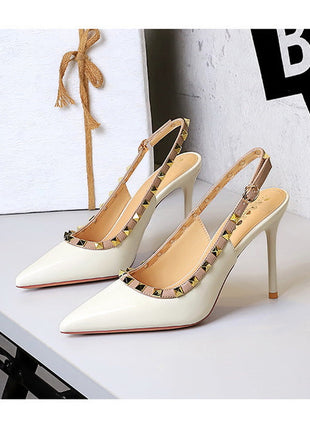 BIGTREE Scarpe Rivetto Design Donna Décolleté in pelle verniciata Tacchi alti Scarpe da festa sexy Stiletto Estate Sandali col tacco alto Tacco da donna platinumshop