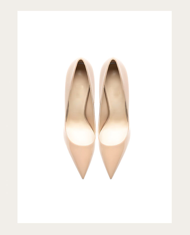 Sizes 48 Classic Style Women Patent Pointed Toe Slip On 12cm High Heel Shoes Elegant Ladies Plain Stiletto Pumps Black Red White