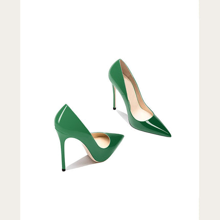 Taglie 48 Scarpe da donna stile classico in vernice con punta a punta Slip On 12 cm Scarpe con tacco alto da donna eleganti Décolleté a spillo semplici Nero Rosso Bianco platinumshop