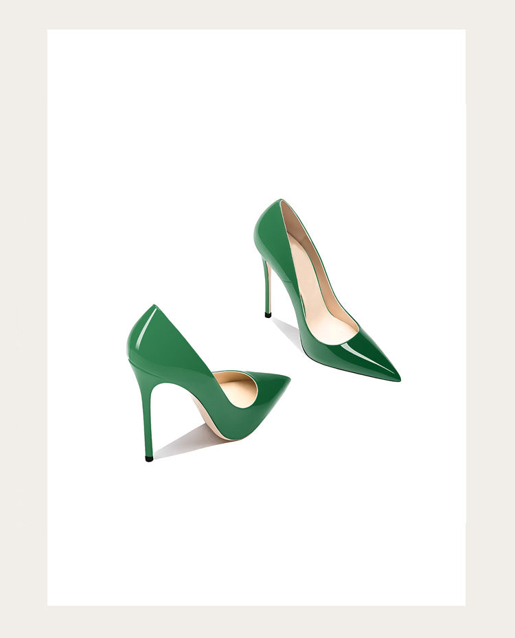 Taglie 48 Scarpe da donna stile classico in vernice con punta a punta Slip On 12 cm Scarpe con tacco alto da donna eleganti Décolleté a spillo semplici Nero Rosso Bianco
