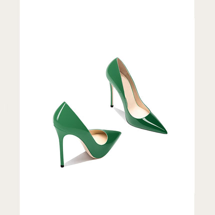Taglie 48 Scarpe da donna stile classico in vernice con punta a punta Slip On 12 cm Scarpe con tacco alto da donna eleganti Décolleté a spillo semplici Nero Rosso Bianco