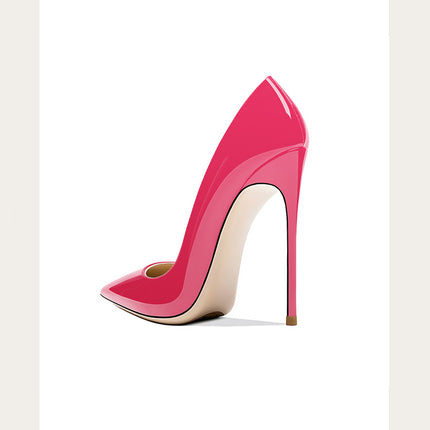 Taglie 48 Scarpe da donna stile classico in vernice con punta a punta Slip On 12 cm Scarpe con tacco alto da donna eleganti Décolleté a spillo semplici Nero Rosso Bianco