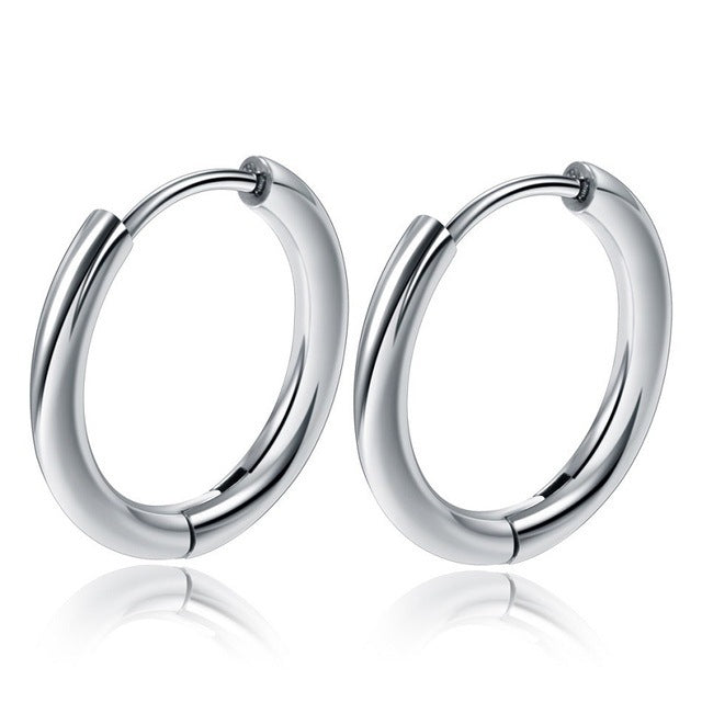1 Pair Stainless Steel Hoop Earrings Women Men Gold Color Small Earrings Girl Jewelry Pendientes Mujer Aretes Cartilage Piercing PlatiNum