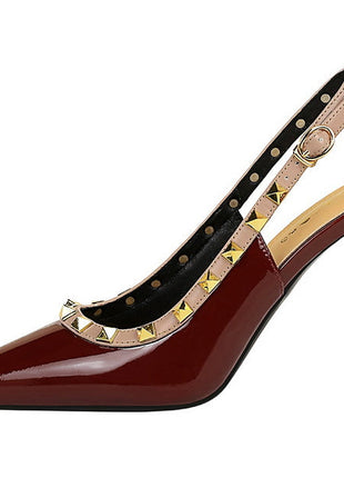 BIGTREE Scarpe Rivetto Design Donna Décolleté in pelle verniciata Tacchi alti Scarpe da festa sexy Stiletto Estate Sandali col tacco alto Tacco da donna platinumshop