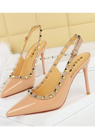 BIGTREE Scarpe Rivetto Design Donna Décolleté in pelle verniciata Tacchi alti Scarpe da festa sexy Stiletto Estate Sandali col tacco alto Tacco da donna platinumshop