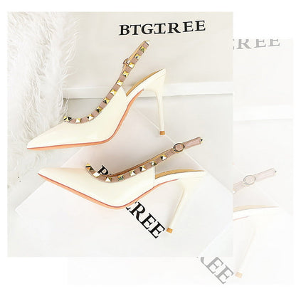 BIGTREE Scarpe Rivetto Design Donna Décolleté in pelle verniciata Tacchi alti Scarpe da festa sexy Stiletto Estate Sandali col tacco alto Tacco da donna platinumshop