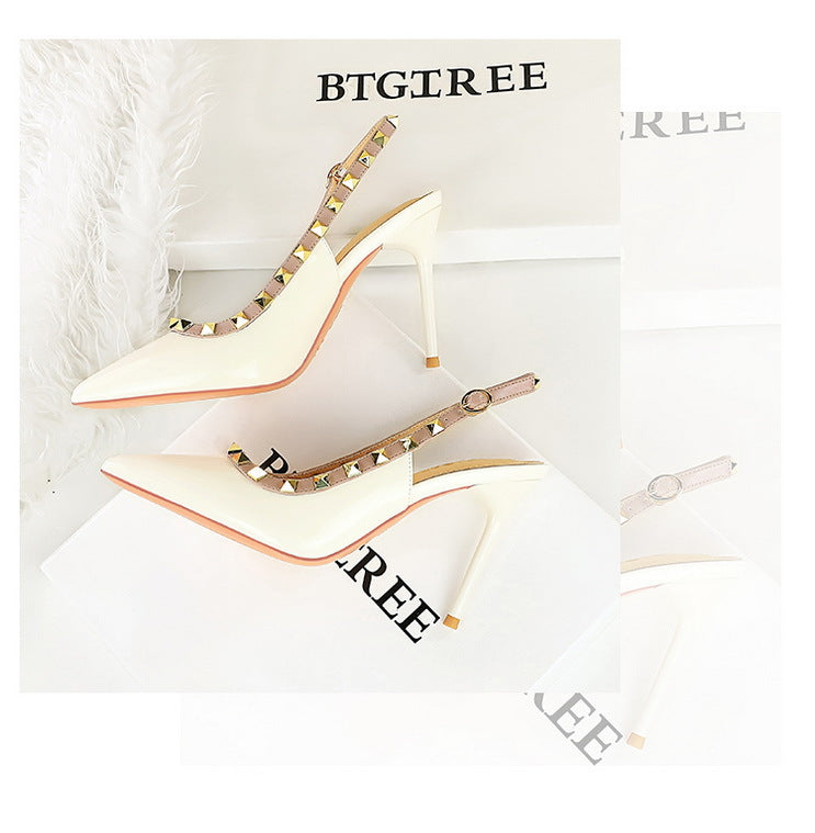 BIGTREE Scarpe Rivetto Design Donna Décolleté in pelle verniciata Tacchi alti Scarpe da festa sexy Stiletto Estate Sandali col tacco alto Tacco da donna platinumshop