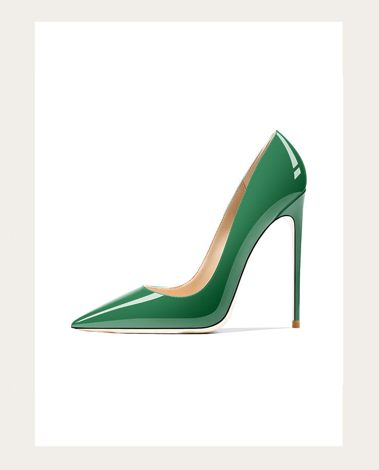 Taglie 48 Scarpe da donna stile classico in vernice con punta a punta Slip On 12 cm Scarpe con tacco alto da donna eleganti Décolleté a spillo semplici Nero Rosso Bianco