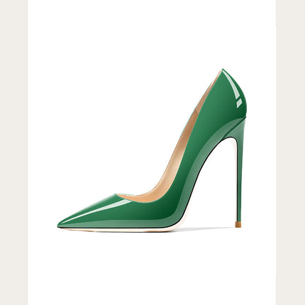 Taglie 48 Scarpe da donna stile classico in vernice con punta a punta Slip On 12 cm Scarpe con tacco alto da donna eleganti Décolleté a spillo semplici Nero Rosso Bianco