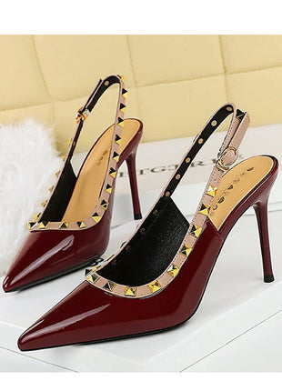 BIGTREE Scarpe Rivetto Design Donna Décolleté in pelle verniciata Tacchi alti Scarpe da festa sexy Stiletto Estate Sandali col tacco alto Tacco da donna platinumshop