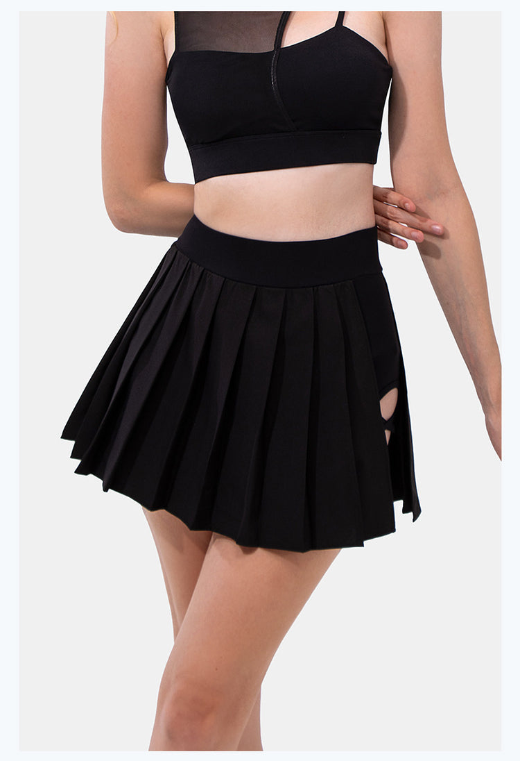 Minigonna estiva sexy da donna con bendaggio laterale, vita alta elasticizzata, con pantaloncini integrati, modello A-line slim, stile tennis, ideale per il club.