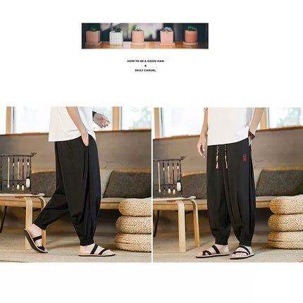 Pantaloni a gamba larga da uomo nuovi pantaloni da jogging casual Harajuku pantaloni Harlem larghi moda nera da uomo pantaloni sportivi vintage taglie forti 5XL