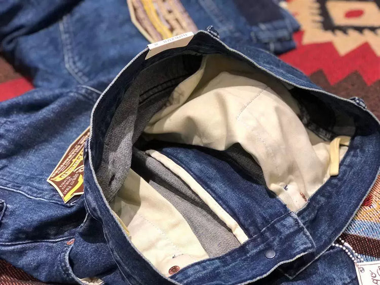 Multi Pockets Heavyweight Cotton Denim Dark Blue Men Pants American Tough Guys Male Overalls Straight Workwear Cargo Trousers