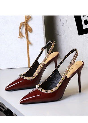 BIGTREE Scarpe Rivetto Design Donna Décolleté in pelle verniciata Tacchi alti Scarpe da festa sexy Stiletto Estate Sandali col tacco alto Tacco da donna platinumshop