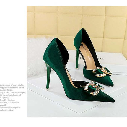 Tacchi alti di lusso Donna 7 cm Tacchi a spillo da 10,5 cm Décolleté da donna con strass in metallo Scarpe da sposa moda Scarpe da ballo sexy da donna 2026 platinumshop