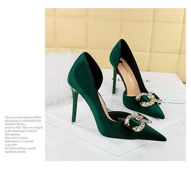 Tacchi alti di lusso Donna 7 cm Tacchi a spillo da 10,5 cm Décolleté da donna con strass in metallo Scarpe da sposa moda Scarpe da ballo sexy da donna 2026 platinumshop