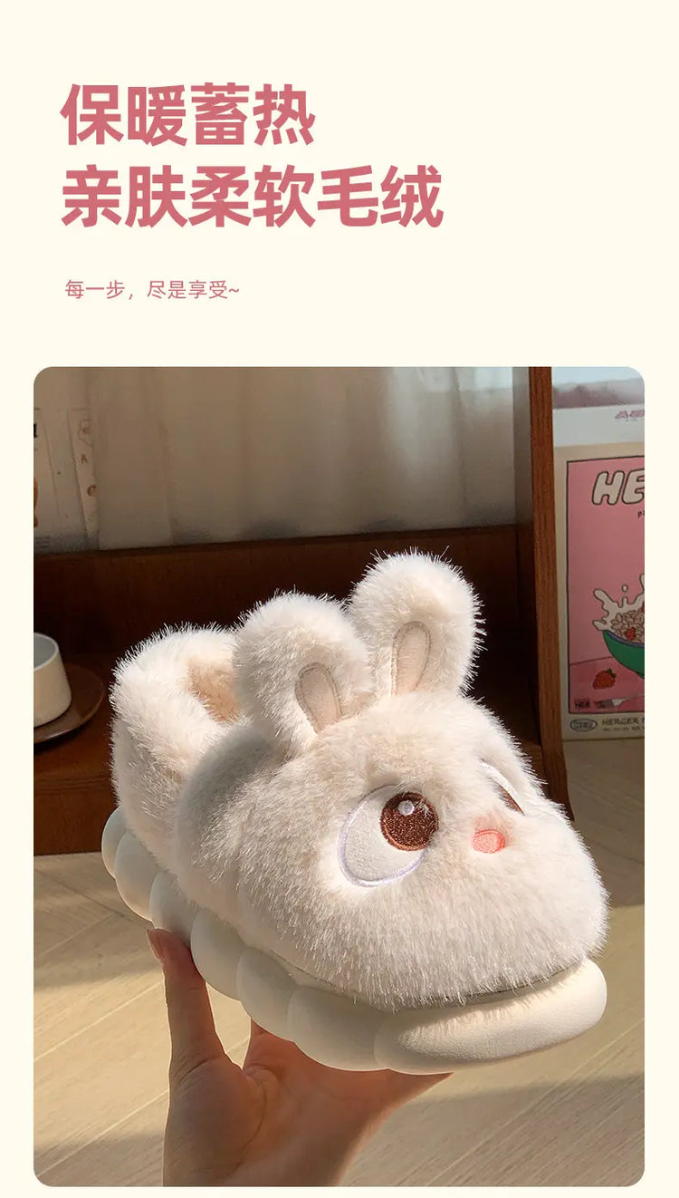 Pantofola sfocata del fumetto di casa invernale calda pelliccia di coniglio di panda peluche coperta scarpa da casa per donna infradito piatto peloso termico divertente femminile