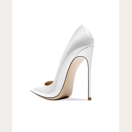 Taglie 48 Scarpe da donna stile classico in vernice con punta a punta Slip On 12 cm Scarpe con tacco alto da donna eleganti Décolleté a spillo semplici Nero Rosso Bianco platinumshop