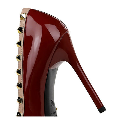 Décolleté da donna sexy con design a rivetto Tacchi alti da donna Décolleté da donna in pelle verniciata a spillo da 10,5 cm Scarpe da banchetto di lusso Taglie forti 43 platinumshop