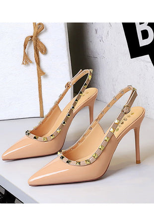 BIGTREE Scarpe Rivetto Design Donna Décolleté in pelle verniciata Tacchi alti Scarpe da festa sexy Stiletto Estate Sandali col tacco alto Tacco da donna platinumshop