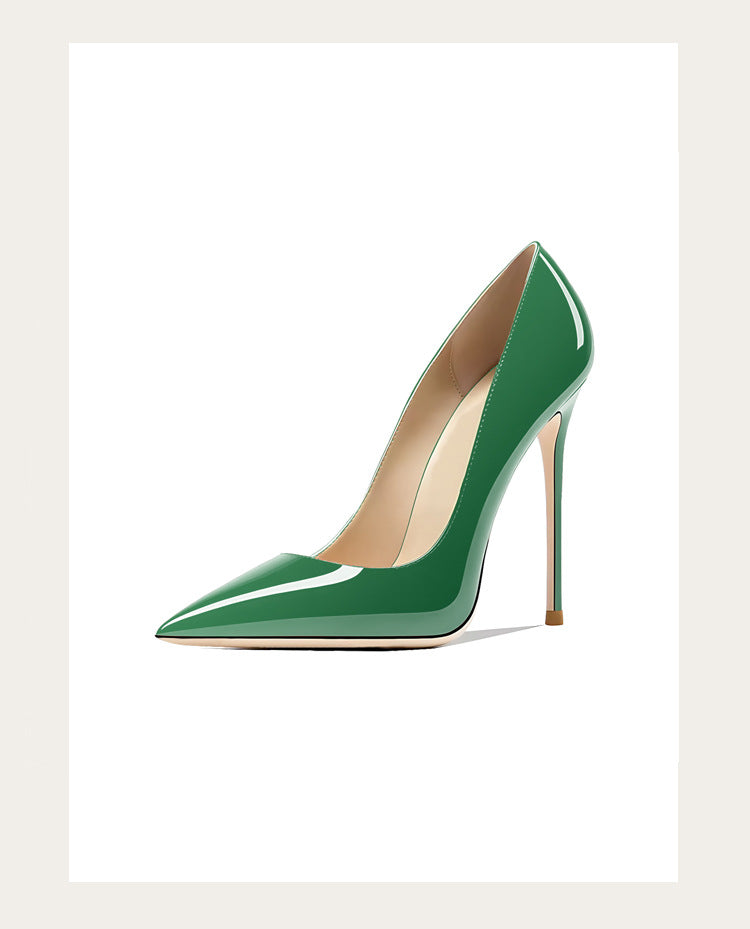 Sizes 48 Classic Style Women Patent Pointed Toe Slip On 12cm High Heel Shoes Elegant Ladies Plain Stiletto Pumps Black Red White