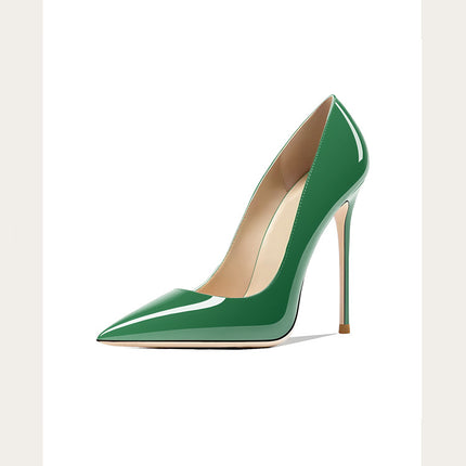Taglie 48 Scarpe da donna stile classico in vernice con punta a punta Slip On 12 cm Scarpe con tacco alto da donna eleganti Décolleté a spillo semplici Nero Rosso Bianco