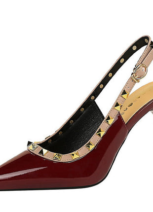 BIGTREE Scarpe Rivetto Design Donna Décolleté in pelle verniciata Tacchi alti Scarpe da festa sexy Stiletto Estate Sandali col tacco alto Tacco da donna platinumshop