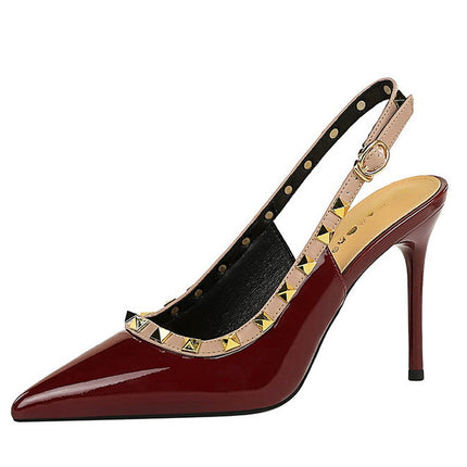 BIGTREE Scarpe Rivetto Design Donna Décolleté in pelle verniciata Tacchi alti Scarpe da festa sexy Stiletto Estate Sandali col tacco alto Tacco da donna platinumshop