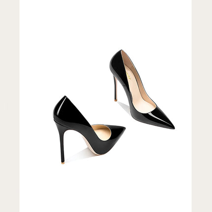 Taglie 48 Scarpe da donna stile classico in vernice con punta a punta Slip On 12 cm Scarpe con tacco alto da donna eleganti Décolleté a spillo semplici Nero Rosso Bianco