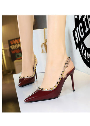 BIGTREE Scarpe Rivetto Design Donna Décolleté in pelle verniciata Tacchi alti Scarpe da festa sexy Stiletto Estate Sandali col tacco alto Tacco da donna platinumshop