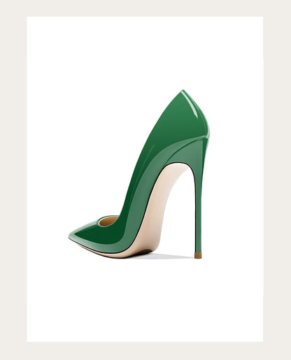 Sizes 48 Classic Style Women Patent Pointed Toe Slip On 12cm High Heel Shoes Elegant Ladies Plain Stiletto Pumps Black Red White