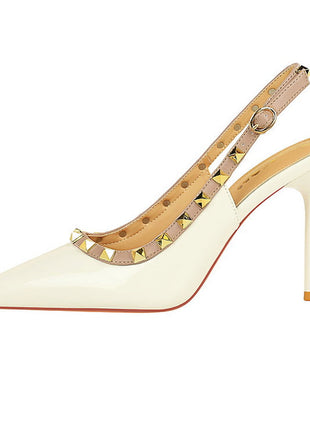BIGTREE Scarpe Rivetto Design Donna Décolleté in pelle verniciata Tacchi alti Scarpe da festa sexy Stiletto Estate Sandali col tacco alto Tacco da donna platinumshop