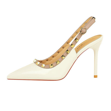 BIGTREE Scarpe Rivetto Design Donna Décolleté in pelle verniciata Tacchi alti Scarpe da festa sexy Stiletto Estate Sandali col tacco alto Tacco da donna platinumshop