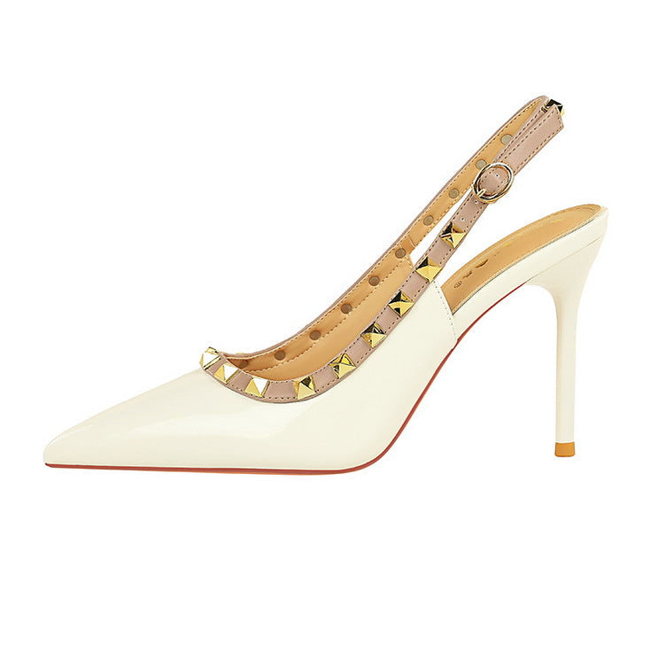BIGTREE Scarpe Rivetto Design Donna Décolleté in pelle verniciata Tacchi alti Scarpe da festa sexy Stiletto Estate Sandali col tacco alto Tacco da donna platinumshop