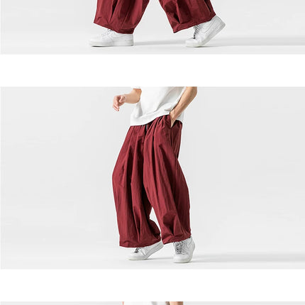 Pantaloni cargo da uomo Pantaloni casual stile giapponese Harajuku Moda allentata maschile Harem Pantaloni a gamba larga in vita elastica Uomo Nuovo streetwear