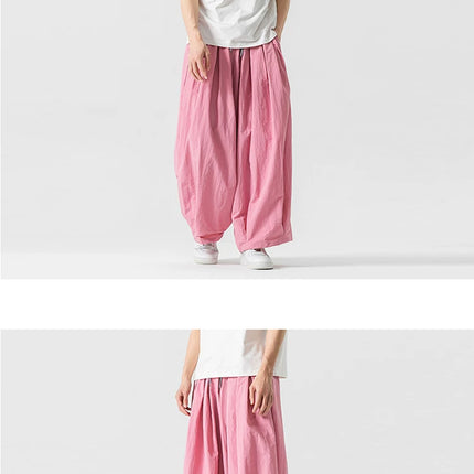 Pantaloni cargo da uomo Pantaloni casual stile giapponese Harajuku Moda allentata maschile Harem Pantaloni a gamba larga in vita elastica Uomo Nuovo streetwear