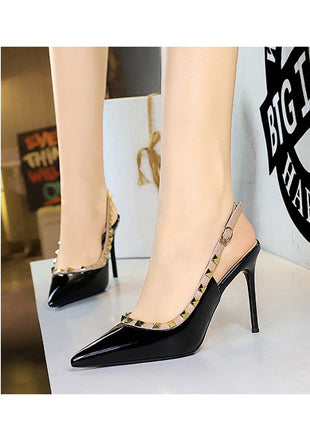 BIGTREE Scarpe Rivetto Design Donna Décolleté in pelle verniciata Tacchi alti Scarpe da festa sexy Stiletto Estate Sandali col tacco alto Tacco da donna platinumshop