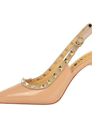 BIGTREE Scarpe Rivetto Design Donna Décolleté in pelle verniciata Tacchi alti Scarpe da festa sexy Stiletto Estate Sandali col tacco alto Tacco da donna platinumshop