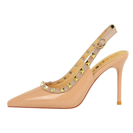 BIGTREE Scarpe Rivetto Design Donna Décolleté in pelle verniciata Tacchi alti Scarpe da festa sexy Stiletto Estate Sandali col tacco alto Tacco da donna platinumshop