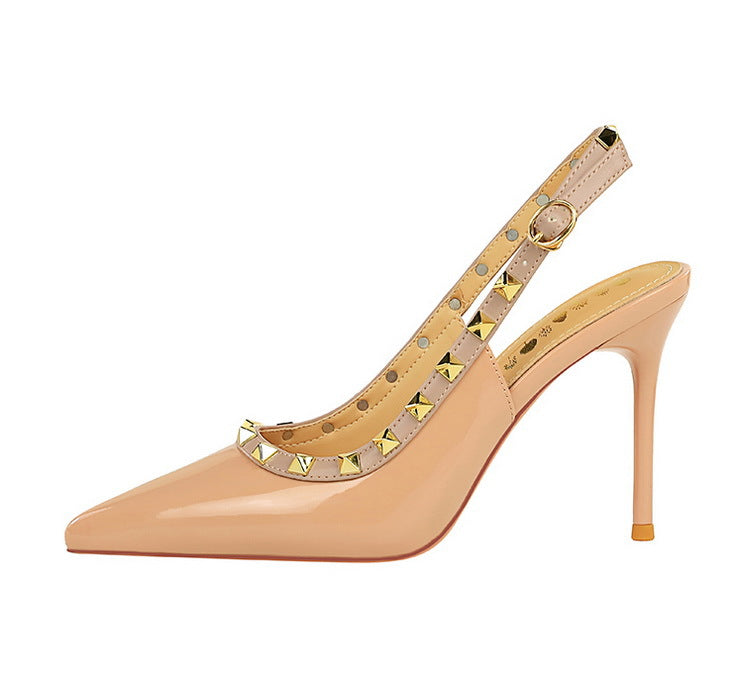 BIGTREE Scarpe Rivetto Design Donna Décolleté in pelle verniciata Tacchi alti Scarpe da festa sexy Stiletto Estate Sandali col tacco alto Tacco da donna platinumshop