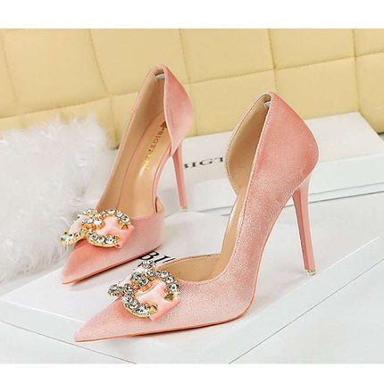Tacchi alti di lusso Donna 7 cm Tacchi a spillo da 10,5 cm Décolleté da donna con strass in metallo Scarpe da sposa moda Scarpe da ballo sexy da donna 2026 platinumshop