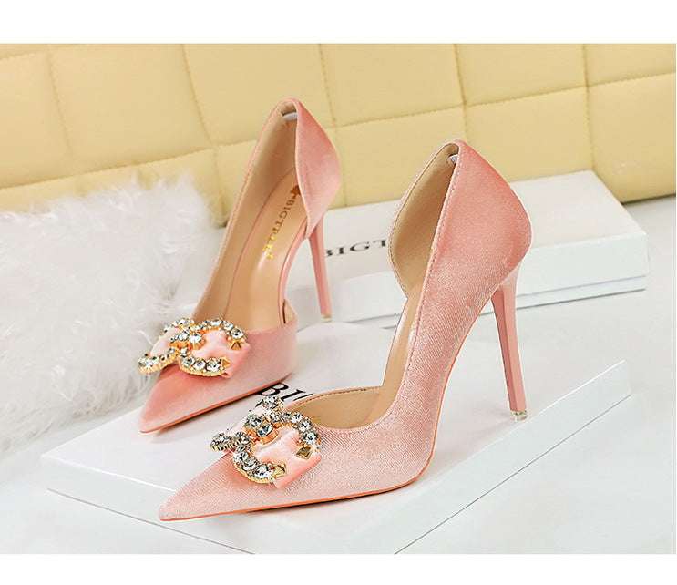 Tacchi alti di lusso Donna 7 cm Tacchi a spillo da 10,5 cm Décolleté da donna con strass in metallo Scarpe da sposa moda Scarpe da ballo sexy da donna 2026 platinumshop