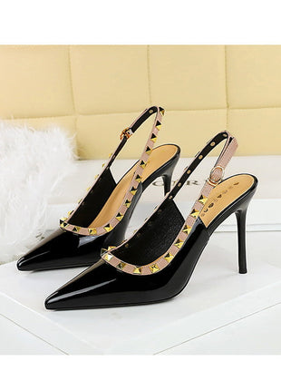 BIGTREE Scarpe Rivetto Design Donna Décolleté in pelle verniciata Tacchi alti Scarpe da festa sexy Stiletto Estate Sandali col tacco alto Tacco da donna platinumshop