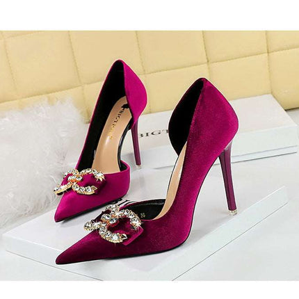 Tacchi alti di lusso Donna 7 cm Tacchi a spillo da 10,5 cm Décolleté da donna con strass in metallo Scarpe da sposa moda Scarpe da ballo sexy da donna 2026 platinumshop