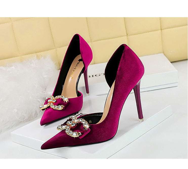 Tacchi alti di lusso Donna 7 cm Tacchi a spillo da 10,5 cm Décolleté da donna con strass in metallo Scarpe da sposa moda Scarpe da ballo sexy da donna 2026 platinumshop