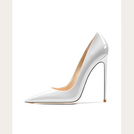 Taglie 48 Scarpe da donna stile classico in vernice con punta a punta Slip On 12 cm Scarpe con tacco alto da donna eleganti Décolleté a spillo semplici Nero Rosso Bianco platinumshop