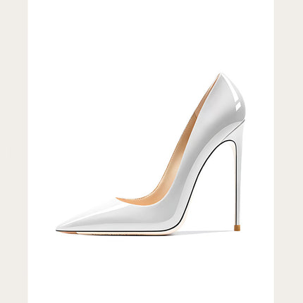 Taglie 48 Scarpe da donna stile classico in vernice con punta a punta Slip On 12 cm Scarpe con tacco alto da donna eleganti Décolleté a spillo semplici Nero Rosso Bianco