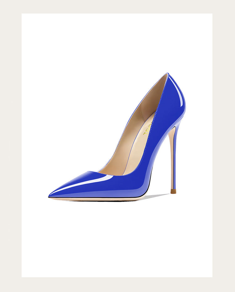 Taglie 48 Scarpe da donna stile classico in vernice con punta a punta Slip On 12 cm Scarpe con tacco alto da donna eleganti Décolleté a spillo semplici Nero Rosso Bianco