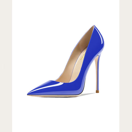 Taglie 48 Scarpe da donna stile classico in vernice con punta a punta Slip On 12 cm Scarpe con tacco alto da donna eleganti Décolleté a spillo semplici Nero Rosso Bianco