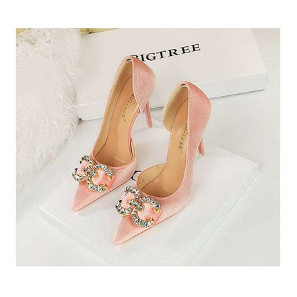 Tacchi alti di lusso Donna 7 cm Tacchi a spillo da 10,5 cm Décolleté da donna con strass in metallo Scarpe da sposa moda Scarpe da ballo sexy da donna 2026 platinumshop
